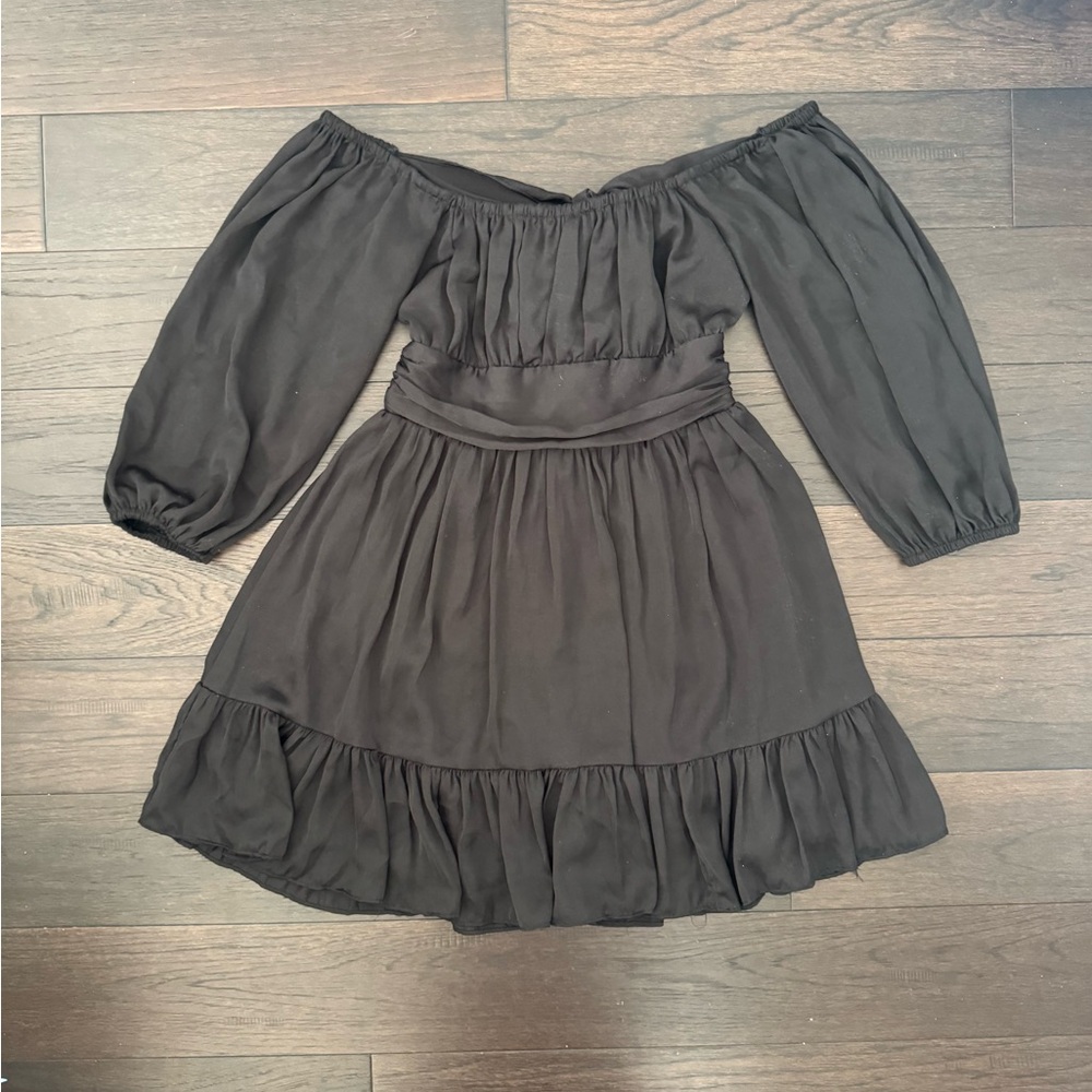 Elegant Black Off-Shoulder Tie Back Dress